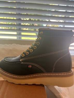 SUREWAY Men's 6-Inch Black Leather Moc Toe Steel Toe Work Boots YW603M